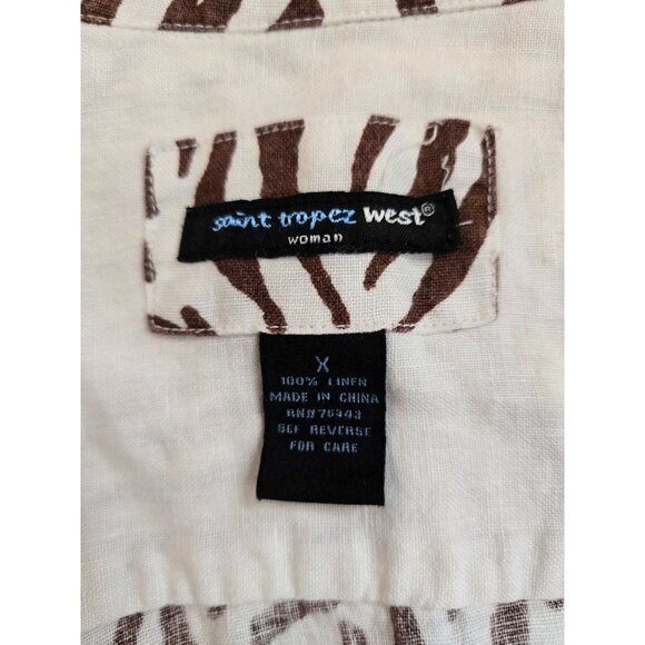 Saint Tropez West Zebra Print Linen Jacket animal print beach nautical - Picture 5 of 7